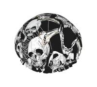 Couvre-cheveux avec motif tête de mort pour la douche, bonnet de douche réglable et élégant, grand bonnet de douche imperméable