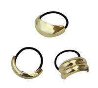 Couvre-cheveux blonds queue de cheval dorée Boutons de manchette 3/4 pièces Corde avec décoration en métal Support haute élasticité Accessoires noirs Bandes polyvalentes pour femmes G