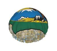 Couvre-cheveux de bain avec imprimé abstrait du drapeau du Montana Map03 - Réutilisable - Double couche imperméable - Pour femme