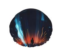 Couvre-cheveux de bain imprimé abstrait People2 pour femmes, réutilisable, double couche, bonnet de douche pour femmes