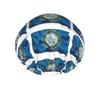 Couvre-cheveux de bain réutilisable double couche imperméable avec drapeau du Dakota du Sud pour femme