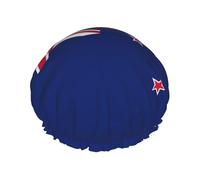 Couvre-cheveux pour douche avec drapeau de la Nouvelle-Zélande - Réglable - Grand bonnet de douche imperméable et élégant