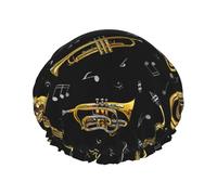 Couvre-cheveux pour douche avec impression d'instruments de musique - Bonnet de douche réglable et élégant - Grand bonnet de douche étanche