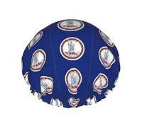 Couvre-cheveux pour douche avec imprimé drapeau de l'État de Virginie - Réglable - Grand bonnet de douche élégant et imperméable
