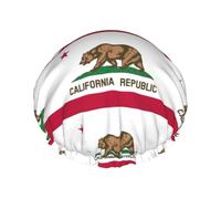Couvre-cheveux pour la douche avec drapeau de l'État de Californie, bonnet de douche réglable et élégant, grand bonnet de douche imperméable