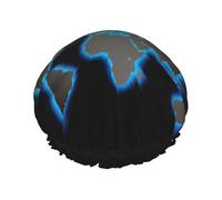 Couvre-cheveux pour la douche avec imprimé carte du monde - Bonnet de douche réglable et élégant - Grand bonnet de douche imperméable