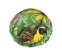 Couvre-cheveux pour la douche avec imprimé chardonneret américain, réglable, grand bonnet de douche imperméable et élégant