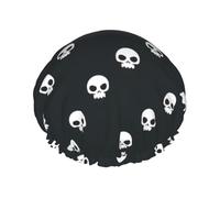 Couvre-cheveux pour la douche avec imprimé tête de mort - Bonnet de douche réglable - Grand bonnet de douche élégant et imperméable