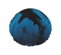 Couvre-cheveux pour la douche avec motif requins marteaux, réglable, grand bonnet de douche imperméable et élégant