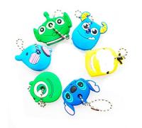 Couvre-clés de dessin animé,6 styles de dessin animé animaux mignons porte-clés couvercle de clé porte-clés en Silicone Panda point éléphant porte-clés
