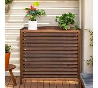 Couvre Climatiseur Bois Marron Cache Climatiseur Extérieur Bois Cache Pompe A Chaleur Pour Cacher Climatisation Résistance Aux Intempéries Housse Climatiseur Extérieur