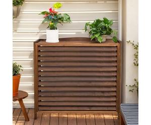 Couvre Climatiseur Bois Marron Cache Climatiseur Extérieur Bois Cache Pompe A Chaleur Pour Cacher Climatisation Résistance Aux Intempéries Housse Climatiseur Extérieur