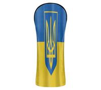 Couvre-club de golf avec drapeau national de l'Ukraine avec étiquettes interchangeables pour parcours de parcours en bois hybride