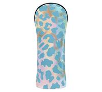 Couvre-club de golf imperméable avec étiquette numérotée pour conducteur de golf - Bleu doré - Imprimé guépard mystérieux