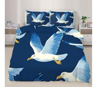 Couvre-Couette Blanche Bird Ensemble Housse de Couette Animal Bird Blue avec taies d’Oreiller Linge de lit pour la décoration de la Chambre 220x240cm