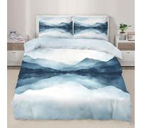 Couvre-Couette de montagneForêts de Montagnes, Lacs, Coffret de literie, Ensemble de Housse de Couette avec taies d’Oreiller, décor Naturel, Couette de lit 200x200cm