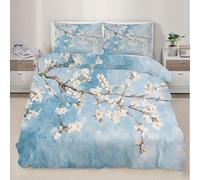 Couvre-Couette fleurieEnsemble élégant de literie Fleurie, Coffret de Couette avec taies d’Oreiller, Housse Bleu Clair, Linge de lit pour la décoration de la Chambre 140x200cm