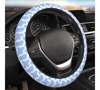 Couvre De Volant Imprimé Vache Bleu Clair Housse De Volant Extensible Durable Antiderapante Couvre-Volants Universelle, pour SUV, Voitures, Camionnettes, 38cm
