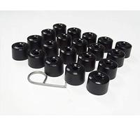 Couvre-écrous de roue de type rond pour VW Arteon Beetle Caddy Golf Jetta Polo Passat Scirocco Skoda Tiguan T-Cross T-Roc (Noir brillant 16+4)
