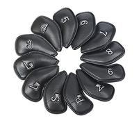 Couvre-fer de golf, couverture de tête de golf en cuir club de golf club de tête de golf Club de golf Protecteur de fer pour accessoire de golf 12pcs noir, couvertures de tête de fer de golf