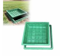 Couvre-fosse septique invisible - Couvercle septique robuste avec cadre - Plaque d'inspection en résine pour pelouse et trottoir (rond, 60 cm) - Finition gazon durable