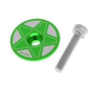Couvre-Guidon de Vélo Capuchon pour Tige Direction Compatible Vélo Route et Montagne Matériau Robuste en Aluminium Adapté à La Réparation et à L'entre, Étoile Verte, 28.6mm