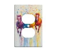 Couvre-interrupteur coloré pour interrupteur de lumière de cheval, chevaux de course vibrants pour décoration d'intérieur, plaques murales thermoplastiques, prise duplex unique de taille standard