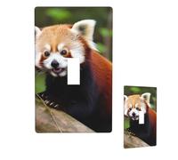 Couvre-interrupteur décoratif - Motif petit panda rouge - 1 gang - Plaque murale à bascule unique - Façade électrique pour chambre à coucher, cuisine, décoration d'intérieur