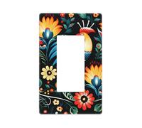 Couvre-interrupteur décoratif pour interrupteur 1 gang - Plaque murale simple - Couvercles de prise de courant polonais - Motif art populaire polonais - Plaques murales pour prises électriques