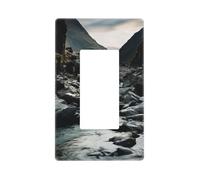 Couvre-interrupteur décoratif pour interrupteur 1 gang - Plaque murale simple - Couvertures de prise de courant - Rivière et roches grises - Plaques murales pour prises électriques - Taille standard