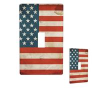 Couvre-interrupteur décoratif vintage drapeau américain américain 1 gang plaque murale simple interrupteur à bascule plaque façade électrique pour chambre à coucher, cuisine, décoration d'intérieur