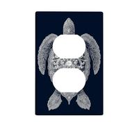 Couvre-interrupteur élégant en forme de tortue pour décoration d'intérieur, plaques murales en thermoplastique, prise duplex simple de taille standard - Bleu marine