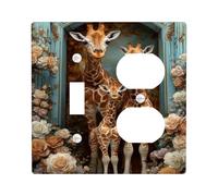 Couvre-interrupteur élégant girafe - Décoration artistique nature pour accents muraux - Plaques murales en thermoplastique - Taille standard - Duplex à bascule