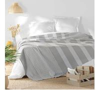 Couvre lit 1 personne 180 x 220 cm coton/polyester tisse adele Gris
