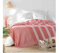 Couvre lit 1 personne 180 x 220 cm coton/polyester tisse adele Rose