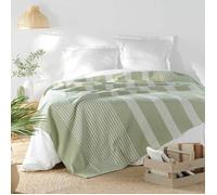 Couvre lit 1 personne 180 x 220 cm coton/polyester tisse adele Sauge