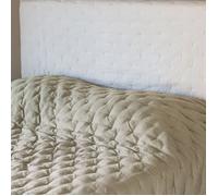 Couvre-lit 180x240 cm CELESTE velours piquage points brodés Naturel