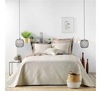 Douceur d'Intérieur – Couvre-lit matelassé Romane 220×240 cm + 2 taies 60×60 cm – Microfibre Naturel