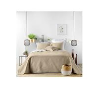Couvre-Lit & 2 Housses de Coussin "Romane" 240x260cm Beige Lin