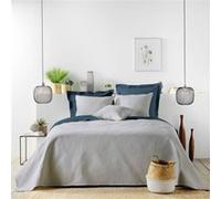 Douceur d'Intérieur, Couvre-Lit Matelassé (240 x 260 cm) et 2 Taies d'oreiller (60 x 60 cm) Romane Gris, Microfibre Unie