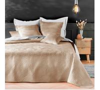 Douceur d'Intérieur Couvre-lit 220x240 cm Velours relief graphique + 2 housses de coussin lin