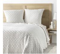 douceur d'intérieur, Couvre-Lit Matelassé (220 x 240 cm) et 2 Taies d'oreiller (60 x 60 cm) Joana, Jersey/Microfibre