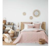 Douceur d'Intérieur, Couvre-Lit Matelassé (220 x 240 cm) Florette Rose, Microfibre Unie Lavée