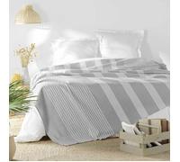 Couvre lit 2 personnes 220 x 240 cm coton/polyester tisse adele Gris