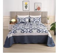 Couvre Lit 2 Personnes 220x240, Boutis Couvre Lit Bleu Polycoton Doux et Confortable en Motif Moulin À Vent, 230x250# JETEE DE LIT
