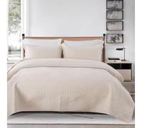 Couvre Lit 2 Personnes 220X240cm, Ensemble de literie à motif de ligne en velours de lait，Couvre-Lit Matelassé， Dessus De Lits Et Couvre-Lits De Luxe avec 2 Taies d'oreiller Milky white 220x240cm