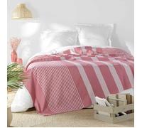 Couvre lit 2 personnes 240 x 260 cm coton/polyester tisse adele Rose