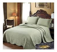 Couvre lit 2 Personnes, Couvre-lit D'été Matelassé Couvre Lit 3 Pièces, Boutis Coton 100% Dessus de Lit et Jeté de Lit avec 2 Taies d'oreiller 50x70cm (Color : Green, Size : 229 * 229cm)