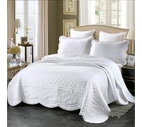 Couvre lit 2 Personnes, Couvre-lit D'été Matelassé Couvre Lit 3 Pièces, Boutis Coton 100% Dessus de Lit et Jeté de Lit avec 2 Taies d'oreiller 50x70cm (Color : Blanc, Size : 229 * 229cm)