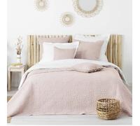 Couvre-lit 2 personnes matelassé 220x240 microfibre uni Florette rose